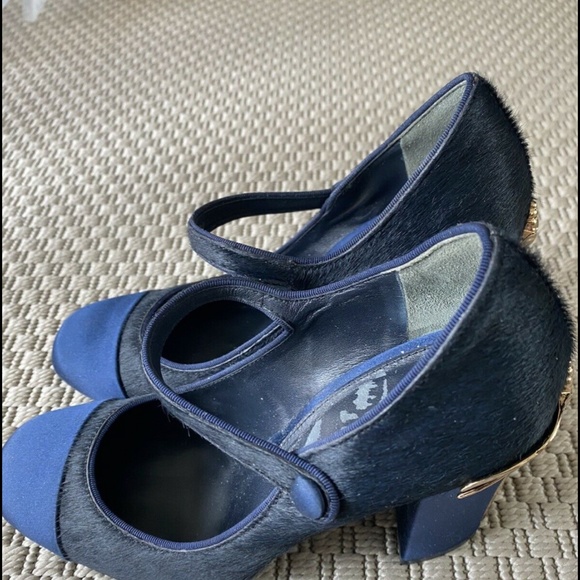 SOLD tory burch designer pony skin shoes fancy heel - Picture 7 of 10